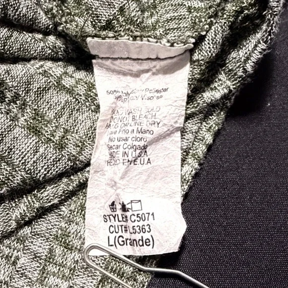 Chocolate Olive Green Ribbed Twist Front Crop Top Womens L Long Sleeve Stretch - Picture 4 of 7